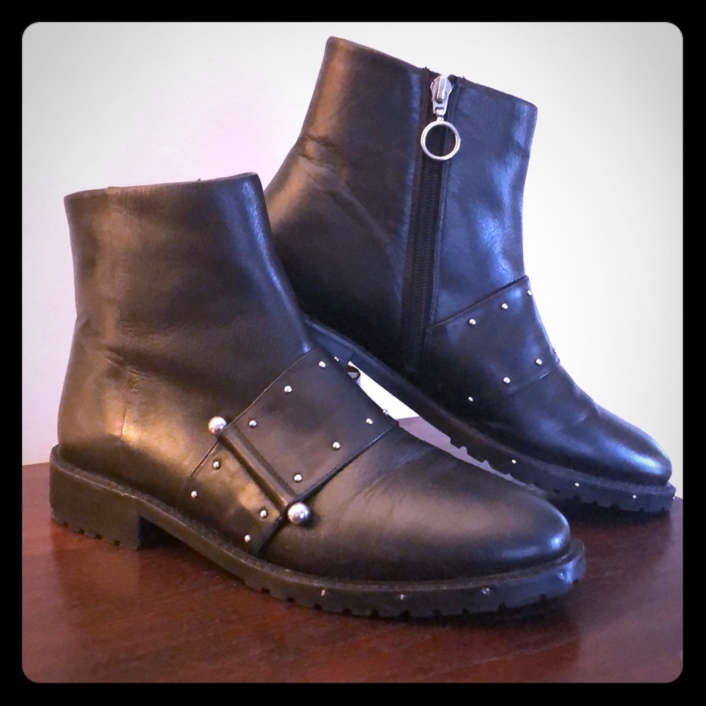 Real leather black booties.  Size 9